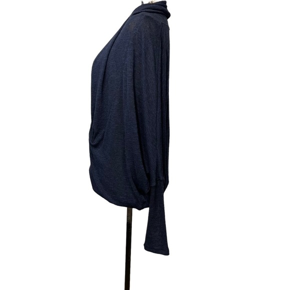 FREE People Wrap Drapey Hacci Knit Top Size XS Navy Blue - Picture 8 of 15